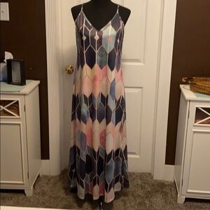 Women’s Multi Color Maxi Dress sz L NWOT